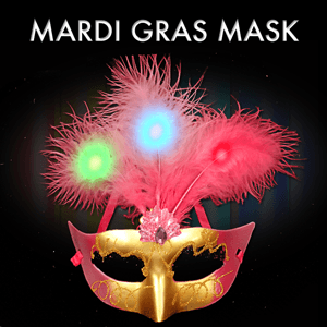 Light-Up Plume Mask (Red Color, 1 Mask Per Pack) - Glow-Paradise
