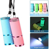 Glow in Dark 9 LED Rubber Coated Flashlights with Handle (8 Per Pack) - Glow-Paradise