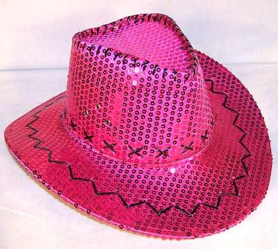 Stylish Sequin Cowboy Hat (HOT Pink Color, 1 Quantity Per Pack) - Glow-Paradise