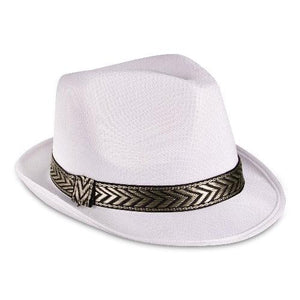 White Funky Fedora Hat (1 Hat Per Pack) - Glow-Paradise