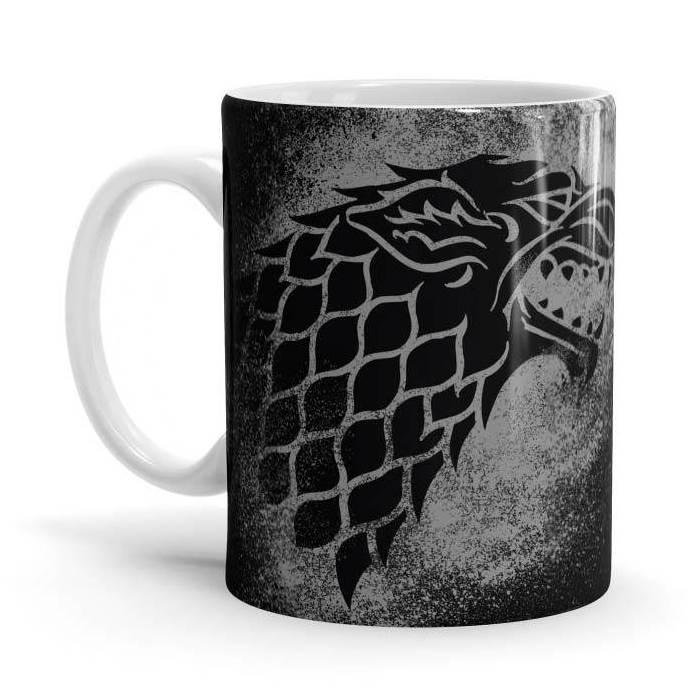 House Stark Sigil Splatter - Game Of Thrones Ceramic Home Kitchen Drinking Coffee Milk Mug (350 ml/11oz, Made in USA) - Glow-Paradise