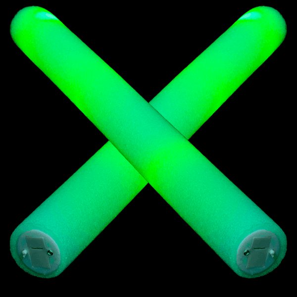 LED Light Up 18 Inch Multicolor Foam Stick Baton (Green Color, 6 Per Pack) - Glow-Paradise