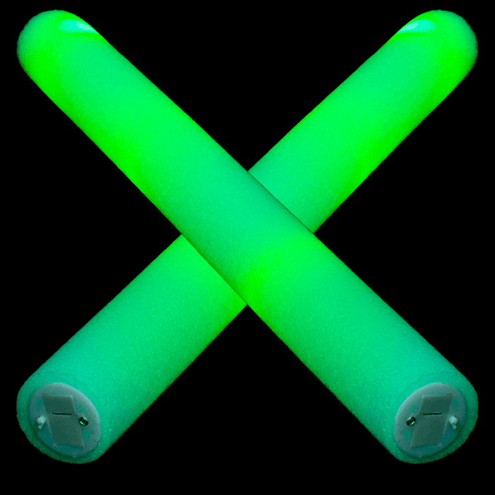 LED Light Up 18 Inch Multicolor Foam Stick Baton (Green Color, 12 Per Pack) - Glow-Paradise