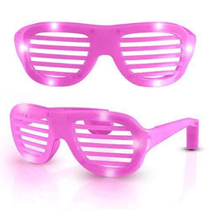 LED Light Up White Hip Hop Shutter Shades Sunglasses (Pink Color, 1 Per Pack) - Glow-Paradise