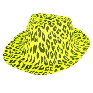 Neon Animal Print Camouflage Fedora Hats (Yellow Color, 1 Quantity Per Pack) - Glow-Paradise