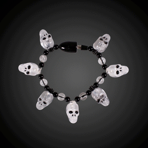 LED Light Up Skull Bead Bracelet (1 Quantity Per Pack) - Glow-Paradise