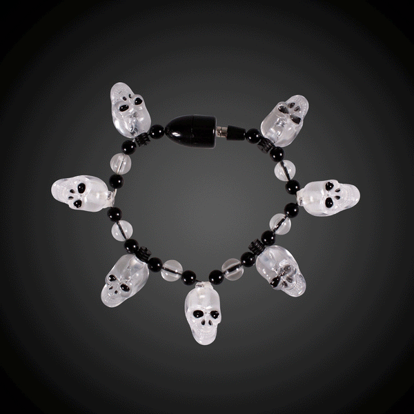 LED Light Up Skull Bead Bracelet (1 Quantity Per Pack) - Glow-Paradise