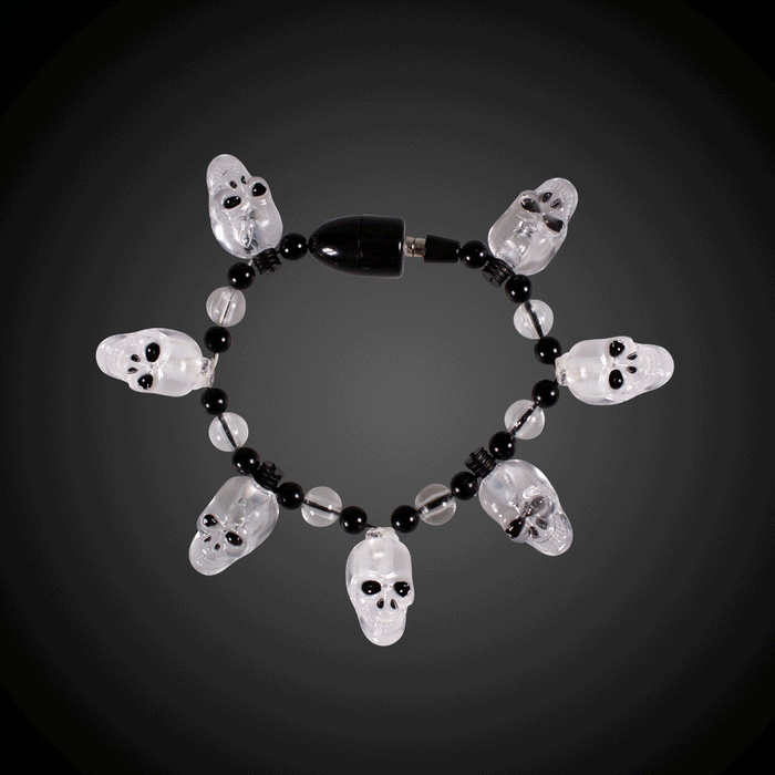 LED Light Up Skull Bead Bracelet (1 Quantity Per Pack) - Glow-Paradise