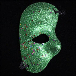 Half Face Glitter Mask (Green Color, 2 Mask Per Pack) - Glow-Paradise