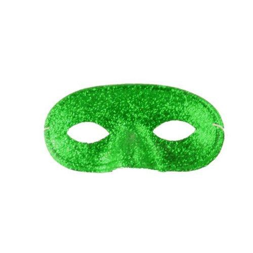 Glitter Domino Masks (Green Color, 12 Masks Per Pack) - Glow-Paradise