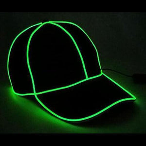 Electro Luminescent Baseball Hat (Green Color, 1 Hat Per Pack) - Glow-Paradise