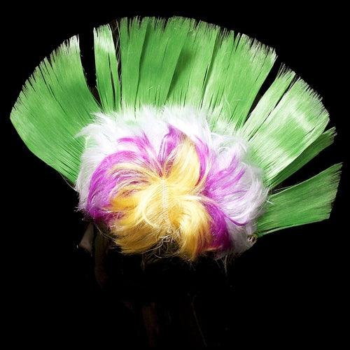 LED Mohawk Green Yellow Purple Wig (1 Hat Per Pack) - Glow-Paradise