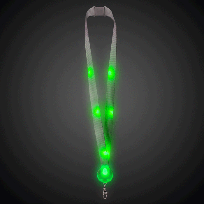 LED Light Up Green Lanyard (Battery Included, 1 Quantity Per Pack) - Glow-Paradise