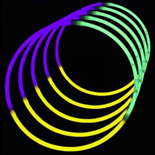 24 Inch Tri-Color Glow stick Necklaces (Green/Purple/Yellow, 50 Count Per Pack) - Glow-Paradise