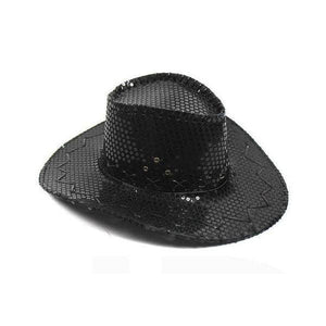 Stylish Sequin Cowboy Hat (Black Color, 1 Quantity Per Pack) - Glow-Paradise