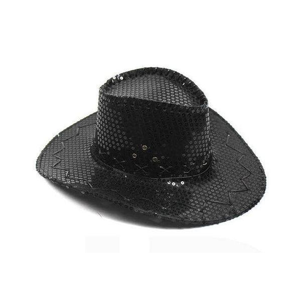Stylish Sequin Cowboy Hat (Black Color, 1 Quantity Per Pack) - Glow-Paradise