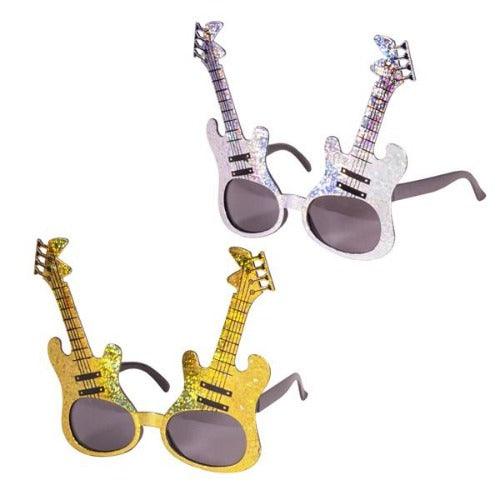 Guitar Glitter Sunglasses (12 Quantity Per Pack) - Glow-Paradise
