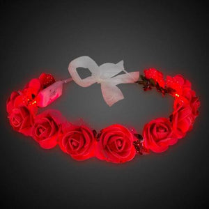 LED Light Up Roses Halo Headband (Red Color, 1 Quantity Per Pack) - Glow-Paradise