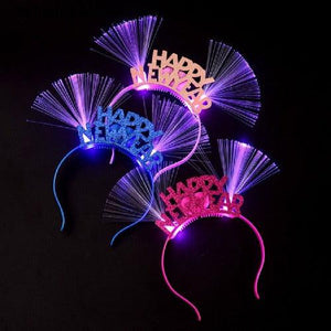 Led Fiber Optic Happy New Year Headband (4 Quantity Per Pack) - Glow-Paradise
