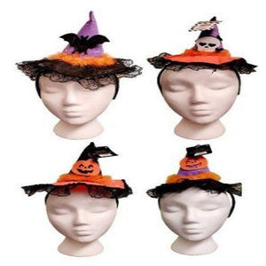 Witch Hat Headbands - 4 Assortments (12 Quantity Per Pack) - Glow-Paradise