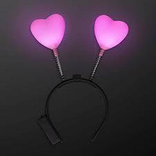 LED Flashing Pink Heart Head Boppers (1 Quantity Per Pack) - Glow-Paradise