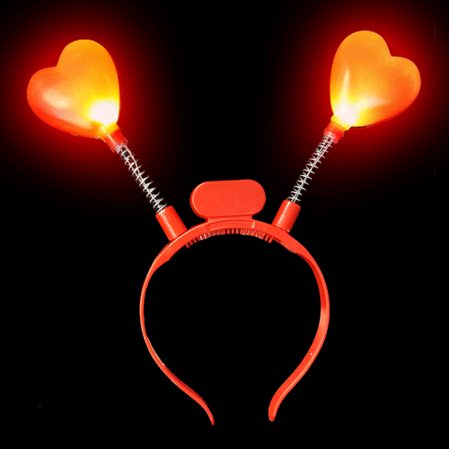 LED Flashing Head Boppers - Red Heart (6 Quantity Per Pack) - Glow-Paradise