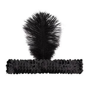 Black Feather Headband (1 Hat Per Pack) - Glow-Paradise