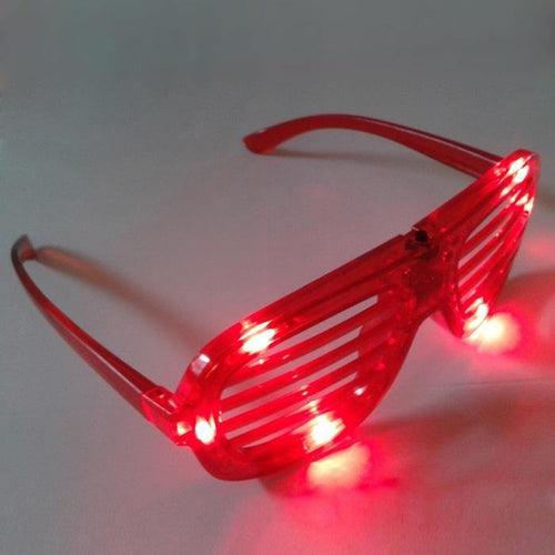 LED Light Up Slotted Rock Star Shutter Sunglasses (Red Color, 6 Per Pack) - Glow-Paradise