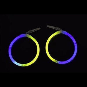 Glow In The Dark Hoop Earrings Bi-Color - Blue Yellow (50 Pairs Per Pack) - Glow-Paradise