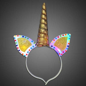 Colored Unicorn Horn with Rainbow Ears (1 Quantity Per Pack) - Glow-Paradise