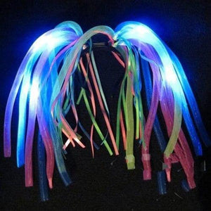 LED Light Up Red White Blue Noodle Headband Flashing Dreads (1 Quantity Per Pack) - Glow-Paradise