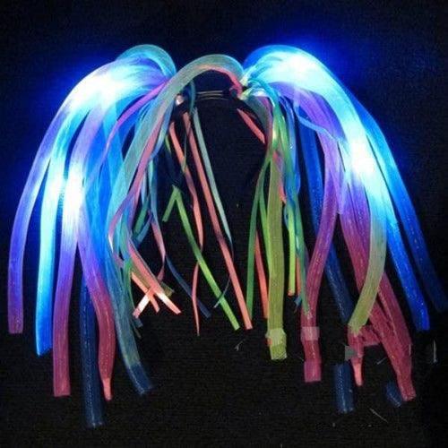 LED Light Up Red White Blue Noodle Headband Flashing Dreads (1 Quantity Per Pack) - Glow-Paradise
