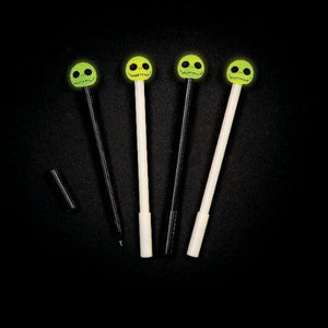Glow In The Dark Skull Head Skeleton Pens (12 Per Pack) - Glow-Paradise
