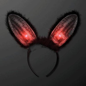 LED Light Up Black on Black Bunny Ears (1 Quantity Per Pack) - Glow-Paradise