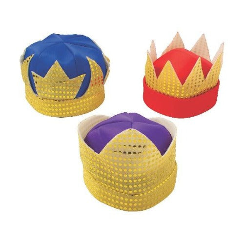Adult’s Deluxe Kings Crowns with Sequins (3 Quantity Per Pack) - Glow-Paradise