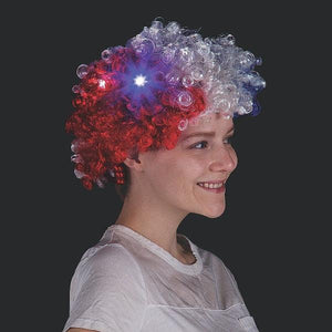 Light-Up Patriotic Wig (1 Quantity Per Pack) - Glow-Paradise