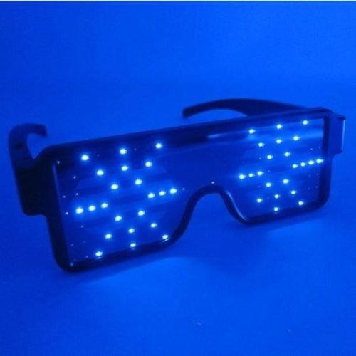 LED Light Up Sunglasses with Animated Display - Blue Color (1 Per Pack) - Glow-Paradise