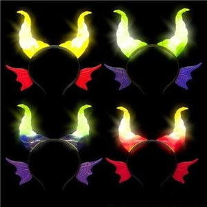 LED Light-Up Dragon Headband (Assorted Colors, 12 Quantity Per Pack) - Glow-Paradise