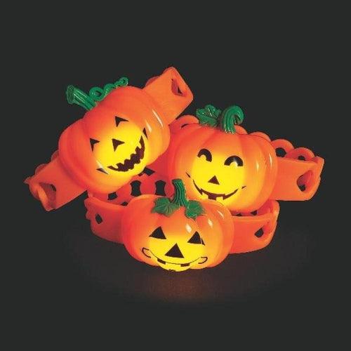 LED Pumpkin Light-Up Bracelets (12 Quantity Per Pack) - Glow-Paradise