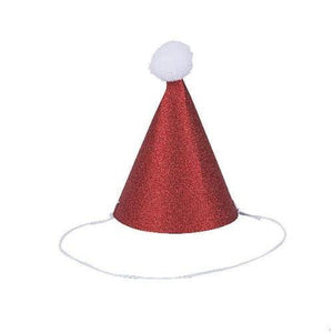 Mini Glitter Santa Party Cone Hats (12 Quantity Per Pack) - Glow-Paradise