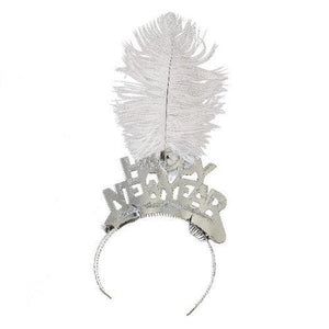 Silver Tiaras with Feathers Assortment (12 Tiaras Per Pack) - Glow-Paradise