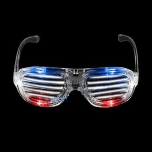 LED Light Up Sunglasses-Patriotic Colors (Red/Blue/White, 1 Per Pack) - Glow-Paradise