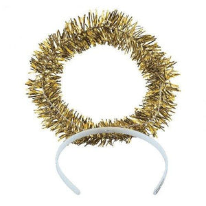 Gold Tinsel Halo Headbands (12 Headbands Per Pack) - Glow-Paradise