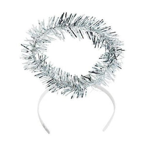 White Tinsel Halos Headbands (12 Quantity Per Pack) - Glow-Paradise
