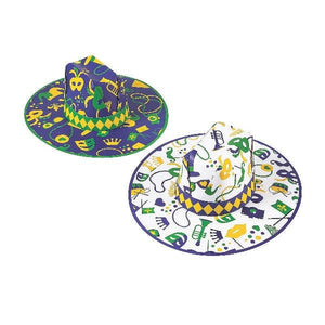 Mardi Gras Cardstock Cowboy Hats (12 Quantity Per Pack) - Glow-Paradise