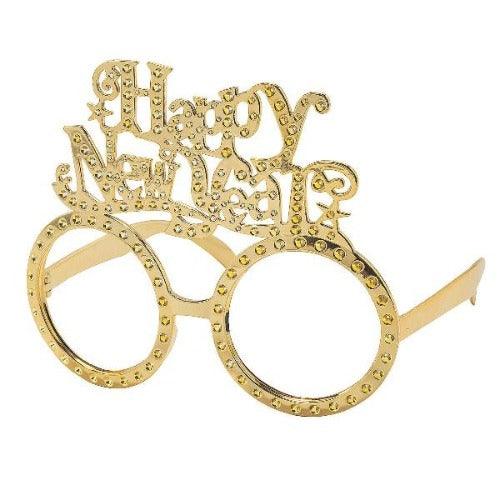 Happy New Year Gold Glasses (12 Sunglasses Per Pack) - Glow-Paradise