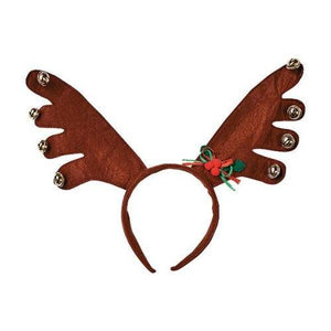 Jingle Bell Reindeer Antlers Headbands (1 Quantity Per Pack) - Glow-Paradise