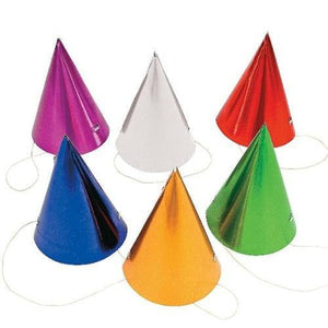 Metallic Cone Hats Assortments (12 Hats Per Pack) - Glow-Paradise