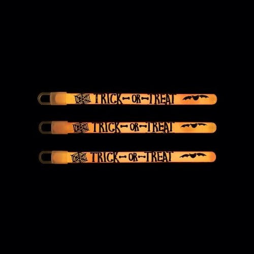 6 Inch Trick-or-Treat Print Glow Sticks (Orange Color, 12 Count Per Pack) - Glow-Paradise