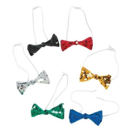 Sparkling Sequin Bow Ties (Assorted Colors, 12 Ties Per Pack) - Glow-Paradise